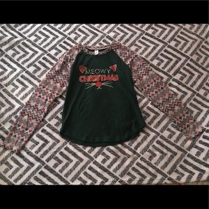 Junior's "Meowy Christmas" Top, Med (7-9)